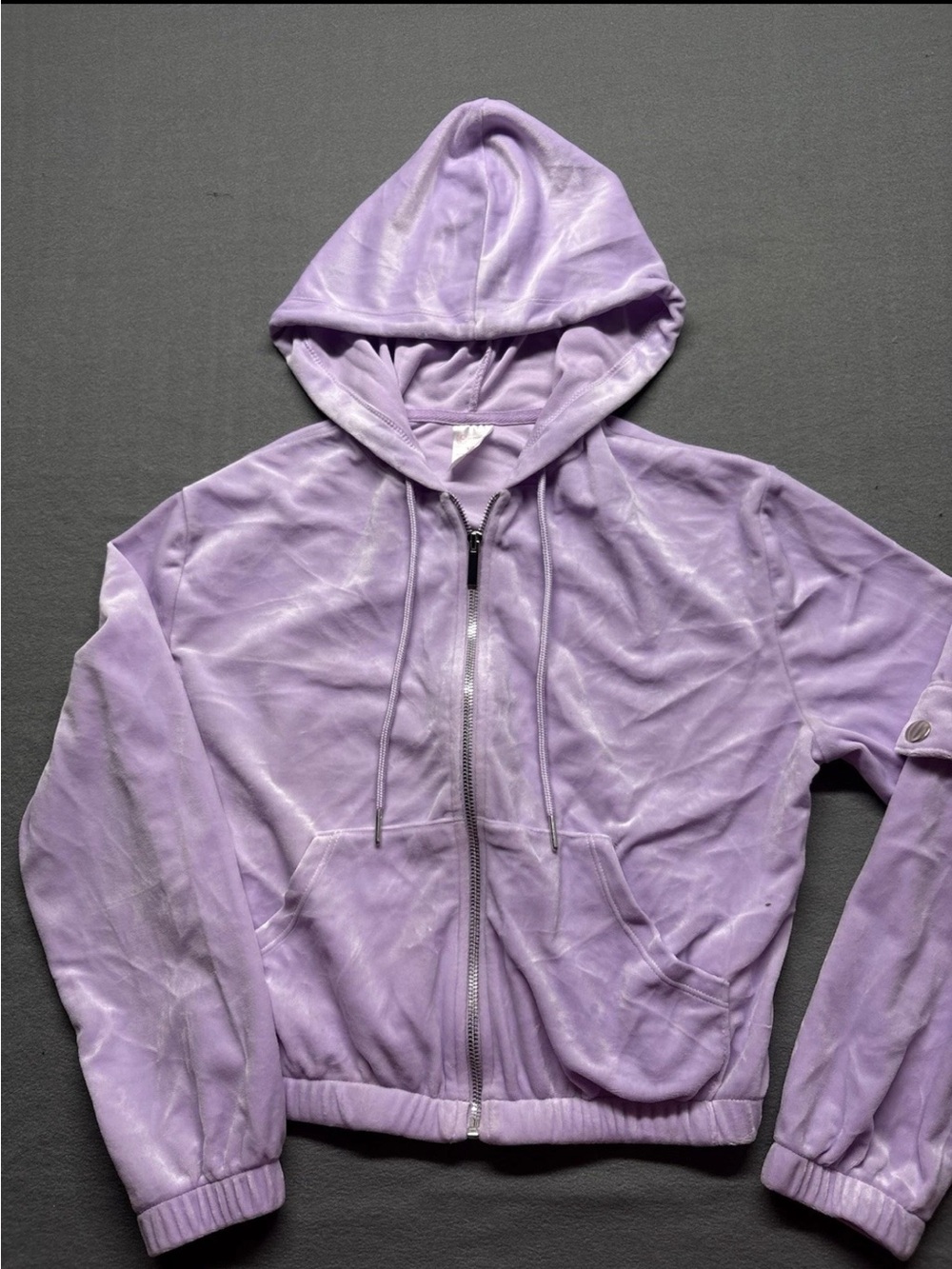 Lavender Velour Zip-Up Hoodie | Y2K Juicy Style